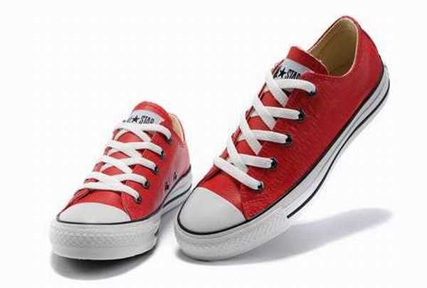 converse cuir rouge homme